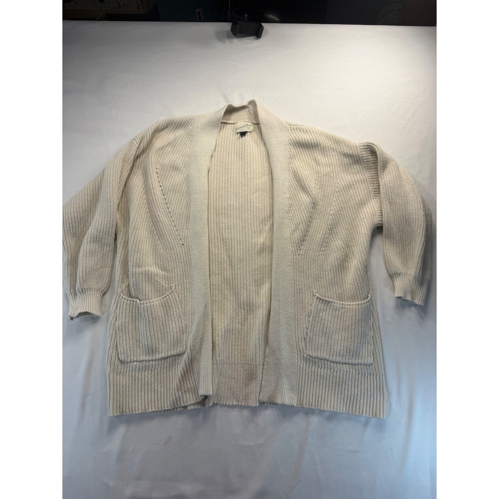 Universal Thread Womens Cardigan Medium Cream Ribbed Knit Open Front Sweater